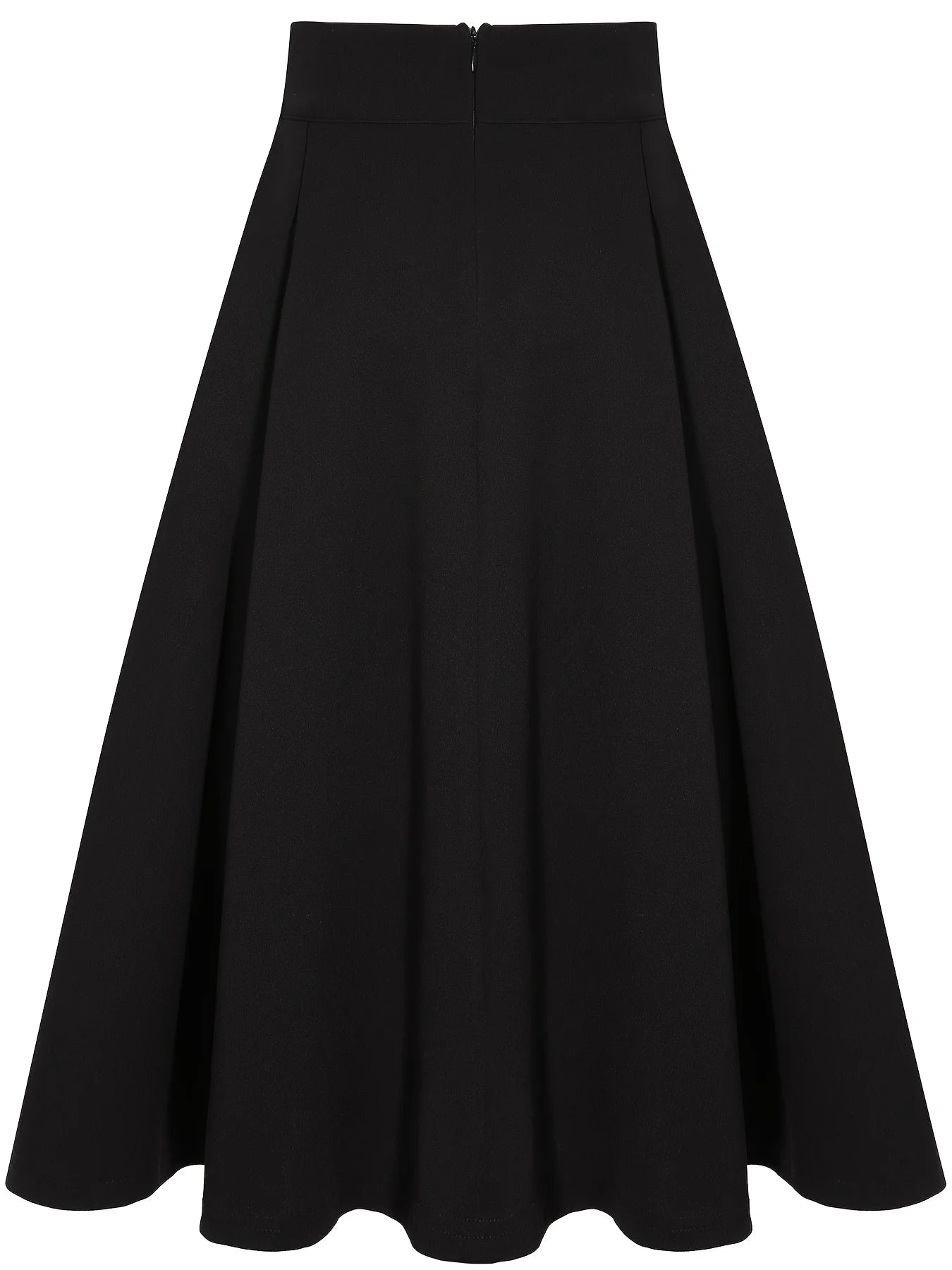 Women Wear to Work Swing Skirts for Women Elastic High Waist Button Front Knee Length Fit And Flare Pleated Skirt