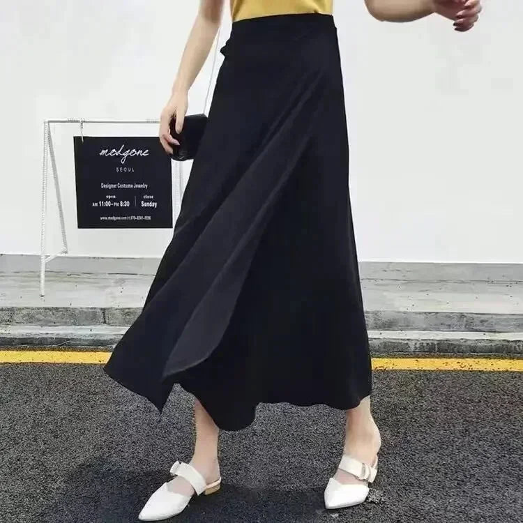 One Piece Split Print Lace Wrap Y2K Skirt Holiday Women High Waist Bodycon Skirt Irregular Beach Skirt